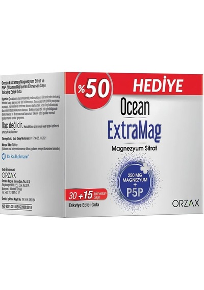 Ocean Extramag Magnezyum Sitrat Efervesan 30 Saşe + 15 Şase