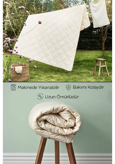 Tek Kişilik Kuzu Yünü %100 Doğal Yorgan Özel Çantalı Organik Merinos Yün Yorgan Beyaz