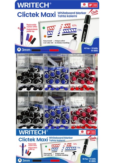 Wrıtech W-0005wb Basmalı Jumbo Tahta Kalemi - 48'li Stand Siyah