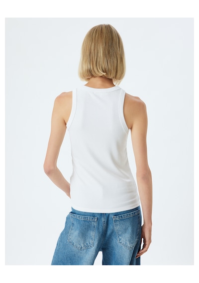 Koton Halter Yaka Atlet Modal Kumaş Dokulu Beyaz 4sak10969ek Beyaz