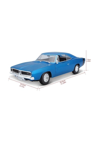 Maisto Lisanslı Metal Dodge Charger R/t 1969 1:25 Kapısı Ve Kaputu Açılabilir Oyuncak Model Araba Mavi