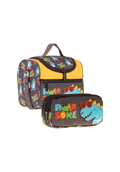 Kaukko Kids Erkek Çocuk Dinazor Roar Some Baskılı Sarı - Mavi Thermo Beslenme Çantası Ve Kalemlik Seti - Setkk-l5395 Kaukko Kids Erkek Çocuk Dinazor Roar Some Baskılı Sarı - Mavi Thermo Beslenme Çantası Ve Kalemlik Seti - Setkk-l5395