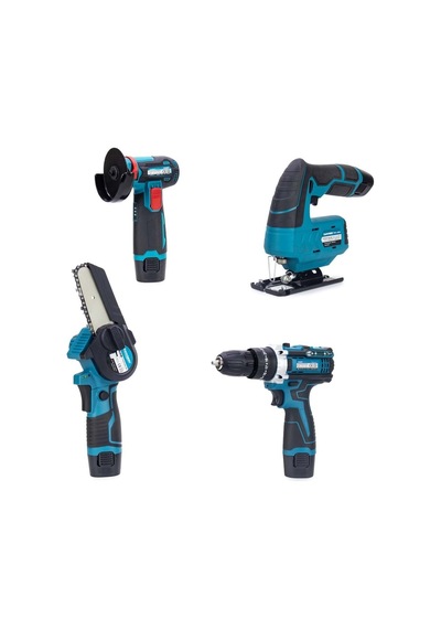 Dawreek Bt0203 Akülü 4lü Mini Set - Mini Testere+ Avuç Taşlama+ Akülü Vidalama + Dekupaj