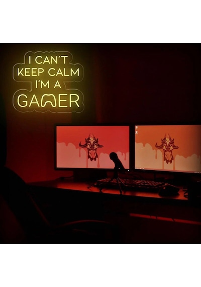 I Can't Keep Calm I'm A Gamer Yazılı Neon Tabela Sarı