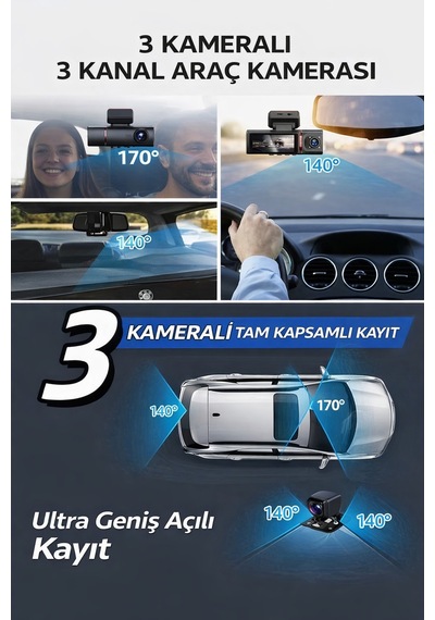 4k Araç Kamerası Gps,wifi Ve Park Kiti Hediye 7/24 Kayıt Mobil Uygulama Destekli Gece Görüş