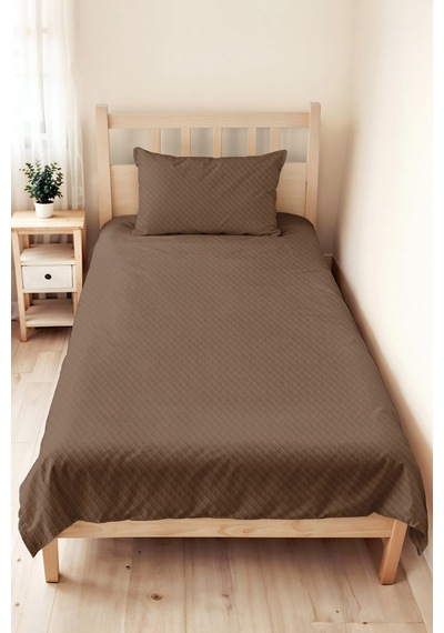 Vizon Minimal Tek Kişilik Pike Takımı - Kapitone Modern Kahve Düz 160x220 Cm Yazlık Yatak Örtüsü Sabahçı Pamuk Kokusu