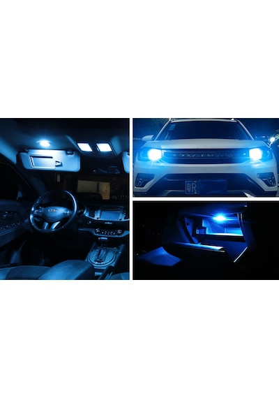 Femex  T10 3030 Chip 12Ledli Buz Mavi Turkuaz Led Ampul Aktif Canb