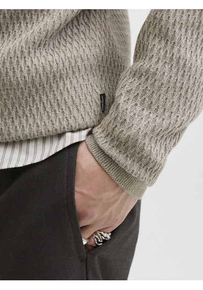 Jack & Jones Jack Jones Erkek Desenli Örgü Kazak 12283381 Krem