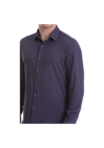 Hatemoğlu Lacivert Slim Fit Baskılı 100% Pamuklu Slim Yaka Uzun Kollu Bask Lacivert