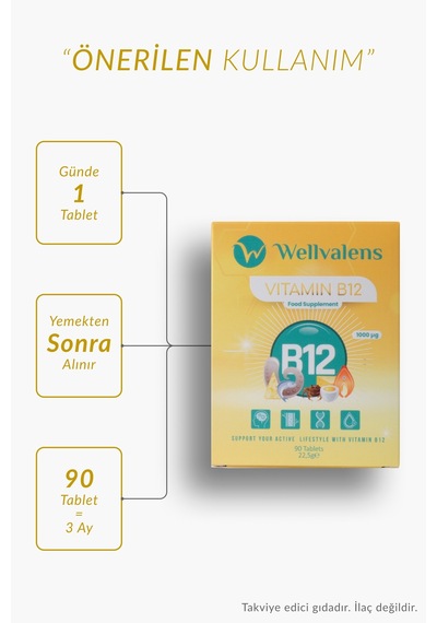 B12 Vitamini 1000 Mcg - Günlük Enerji Desteği İçin 60 Tablet - Yüksek Emilimli Takviye Edici Gıda