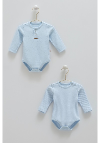 Caramell Soft Colour Uzun Kollu Çıtçıtlı İkili Body Mavi
