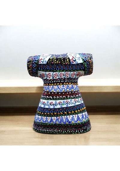 Kaftan Model %100 El Işlemesi,kabartma Desenli Dekoratif Çini Vazo 18 Cm