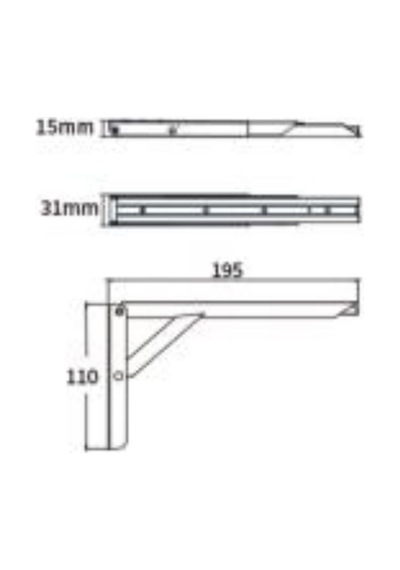 Moborv 7600-1001-200 20 Cm Metalik Katlanır Karavan Masa Ve Raf Braketi 100 Kg