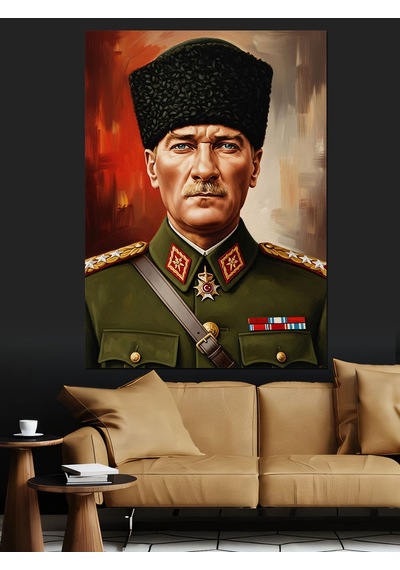 Ahşap Tablo Asker Üniformalı Mustafa Kemal Atatürk