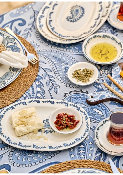 Paisley Porselen 26 Parça 6 Kişilik Kahvaltı Takımı Mavi - 882876424 Mavi