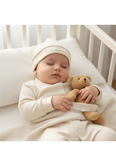 Ürünya Unisex Bebek Şapkalı Tulum Krem