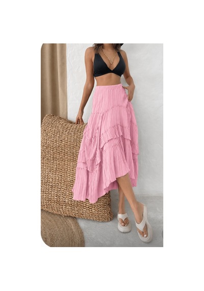 Die&more Fırfırlı Gofre Etek Pembe Pembe