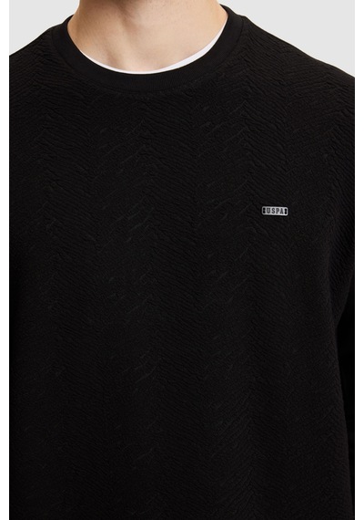 U.S. Polo Assn. Erkek Siyah Bisiklet Yaka Comfort Fit Metal Plaka Logolu Sweatshirt 50329411-vr046
