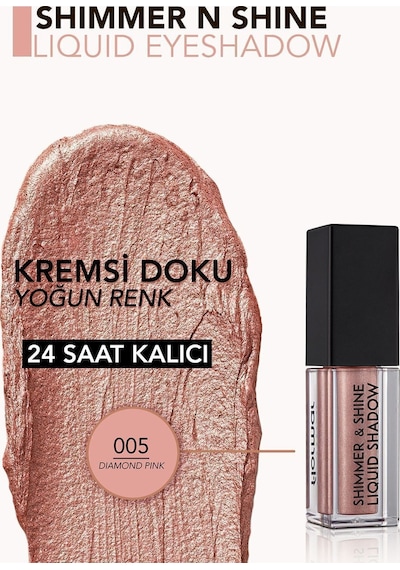 Flormar Shimmer & Shine Metalik Efektli Likit Göz Farı 005 Diamond Pink