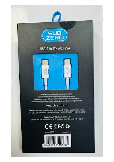 Subzero Cl92 25w 1mt.usb-c Type-c Pd Sarj Kablosu