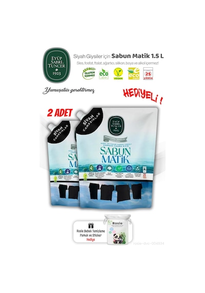 2 Adet Eyüp Sabri Tuncer Siyah Çamaşırlar Sıvı Sabun Matik 1.5 L Ve Rosıe Hediye 1500 ML