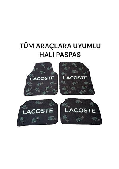 Lüx Oto Halı Paspas Desenli Yıkanabilir Unıversal Her Araca Uyumlu Lacost Siyah