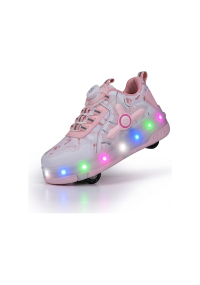 2256-n-drops Led Işıklı Çift Tekerlekli Akıllı Bağcıklı Unisex Çocuk Patenli Ayakkabı Beyaz - Pembe 2256-n-drops Led Işıklı Çift Tekerlekli Akıllı Bağcıklı Unisex Çocuk Patenli Ayakkabı Beyaz - Pembe