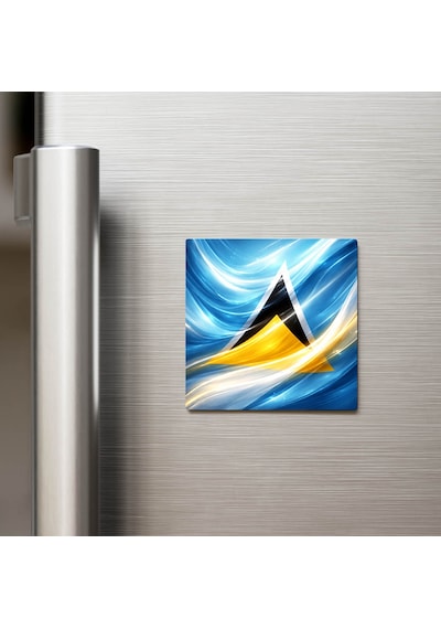 Saint Lucia Saint Lucia Abstract Ülke Bayraklı Buzdolap Magneti - 9x9 Cm