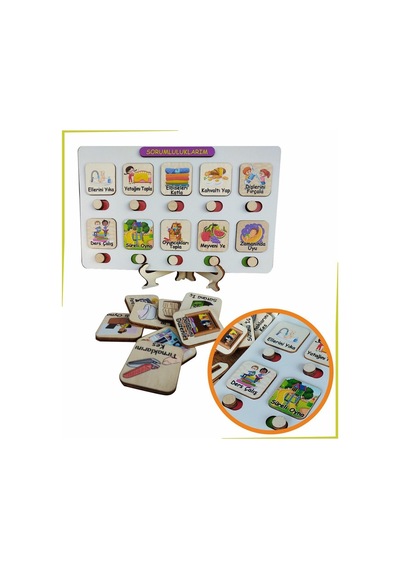 Sorumluluk Ve Görev Tablosu - Montessori Eğitici Ve Eğlenceli Ahşap Oyuncak