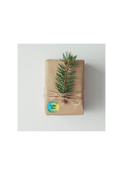 96'lı Yeşil Yaprak Detaylı Teşekkür Ederiz Paket Etiketi 4x4 Cm Yuvarlak Müşteri Teşekkür Sticker Ambalaj
