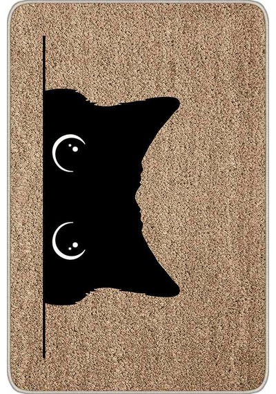 Bej Kedi Desenli Kapı Önü Paspası Kp09n11
