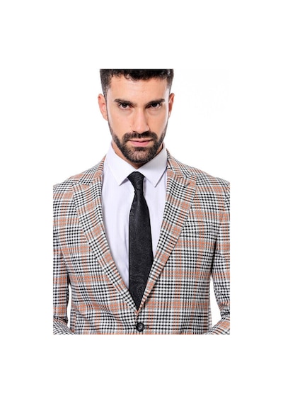 Wessi Ekose Desenli Slim Fit Turuncu Siyah Erkek Ceket - Wessi Turuncu