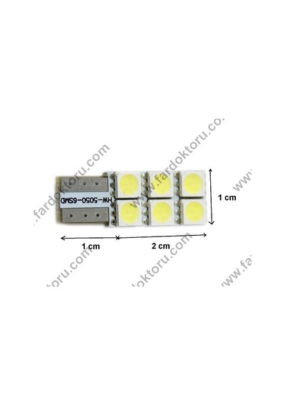 Fardoktoru T10 Duy 6 Smd Dipsiz Yönsüz Led Oto Ampulü - Beyaz