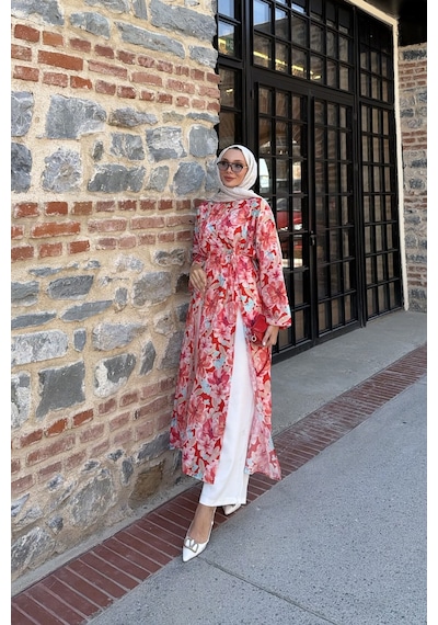 Riella Butik Aura İkili Tesettür Takım Mercan