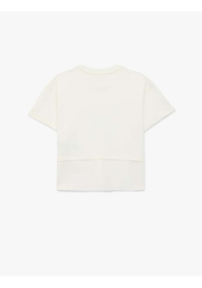 Koton Pullu Payetli Fiyonk Baskılı Ekru Kız Çocuk T-shirt 6skg10060ak Ekru