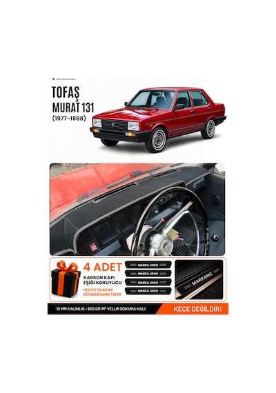 Tofaş Murat 131 1977-1988 Uyumlu Torpido Örtüsü, Torpido Kılıfı - Siyah-gri - Tf005