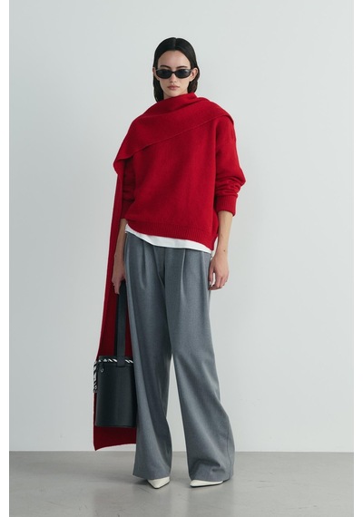 Suud Collection Kırmızı Bella Oversize Kazak