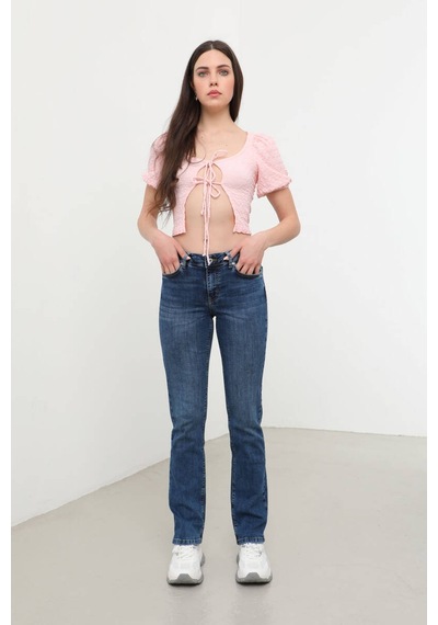 Kadın Likralı Jean Pantolon Mavi 001