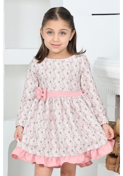 Kız Çocuk Fırfırlı Ve Fiyonklu Elbise 12173 Pembe
