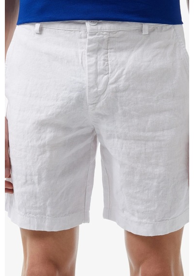 Lacoste Men's Slim Fit Linen Bermuda Shorts White Erkek Dar Kesim Keten Şort Beyaz