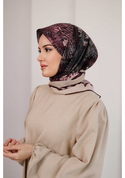 Mimiyum İz Desen Soft Eşarp Gül Kurusu