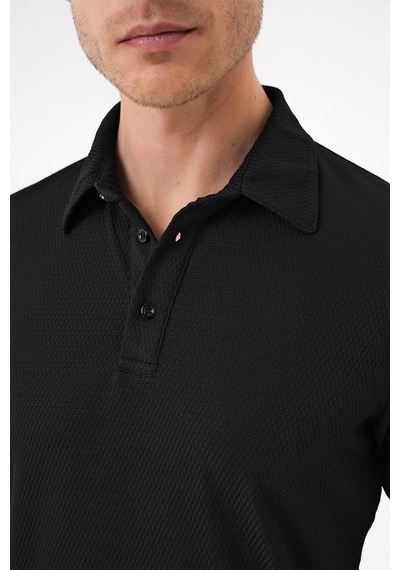 Efor Comfort Fit Polo Yaka Viskon Karışımlı Casual Siyah Tişört Ts 901 Siyah