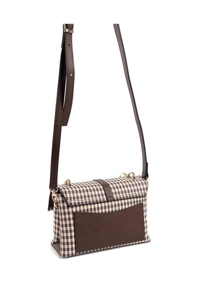 Silver Polo Sp1148 Kadın Çapraz Çanta Ekose Line Kare Kahve Sarı-kahve