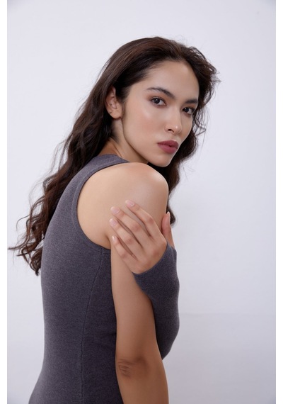 Sherin Antrasit Tek Kollu Triko Elbise-antrasit Antrasit