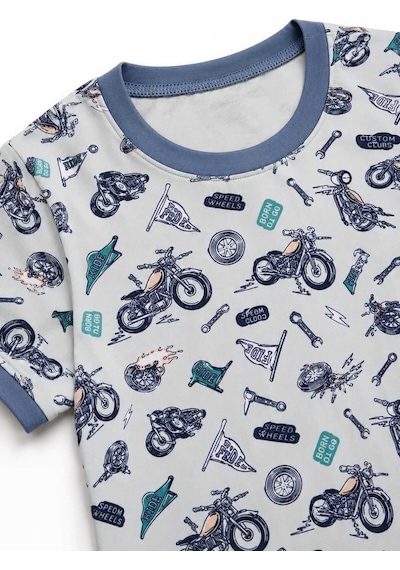 Tenra Erkek Çocuk Pamuklu Şortlu Pijama Takımı 3-12 Yaş Yeşil