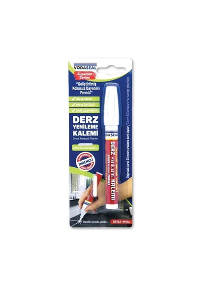 Vodaseal Çift Uçlu Su Bazlı Kokusuz Kalıcı Derz Kalemi Beyaz