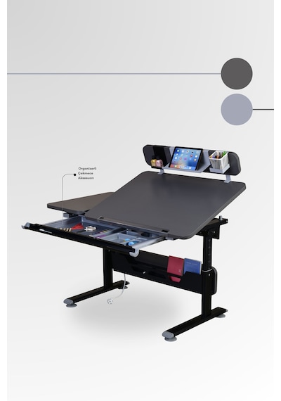 Vega Standart Yükseklik Ve Eğim Ayarlı, Çekmeceli Bilgisayar Ve Ofis Masası, Çalışma Masası Antrasit Gri Vega Standart Yükseklik Ve Eğim Ayarlı, Çekmeceli Bilgisayar Ve Ofis Masası, Çalışma Masası Antrasit Gri