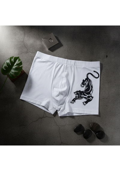 Bonbon Erkek Flok Panter Baskılı Beyaz Renk Boxer Bb2765