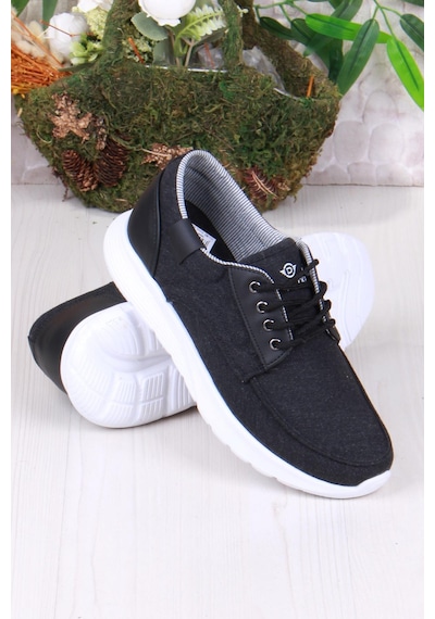 Fort Dks 020 Hafif Rahat Keten Sneaker Erkek Ayakkabı Siyah - Beyaz
