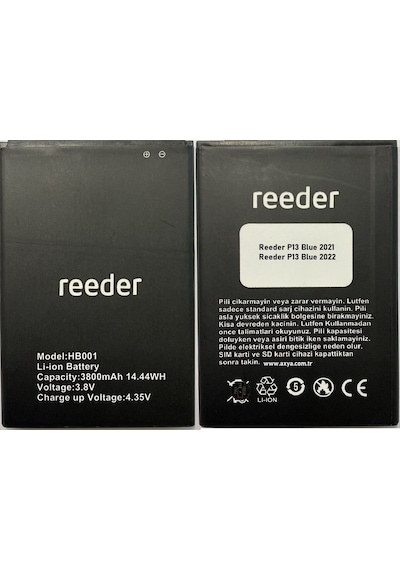 Reeder HB001 P13 Blue 2021 2022 Batarya Pil